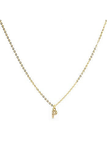 Collier Luxenter avec zircone brillante, finition or 18 carats - Alphabet