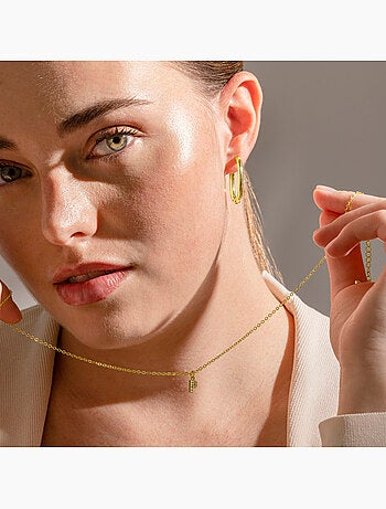 Collier Luxenter avec zircone brillante, finition or 18 carats - Alphabet