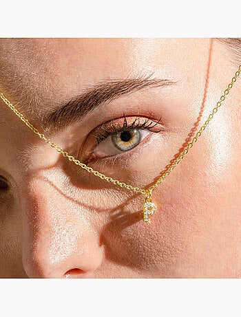 Collier Luxenter avec zircone brillante, finition or 18 carats - Alphabet
