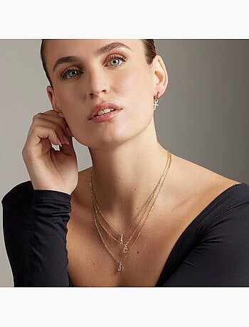 Collier Luxenter avec zircone brillante, finition or 18 carats - Alphabet