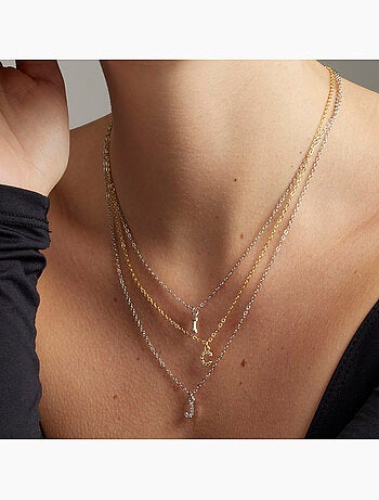 Collier Luxenter avec zircone brillante, finition or 18 carats - Alphabet