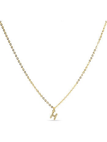 Collier Luxenter avec zircone brillante, finition or 18 carats - Alphabet