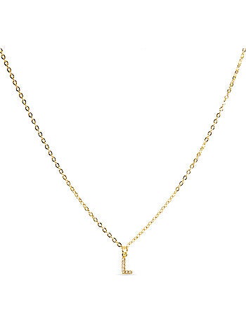 Collier Luxenter avec zircone brillante, finition or 18 carats - Alphabet