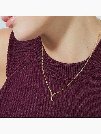 Collier Luxenter avec zircone brillante, finition or 18 carats - Alphabet