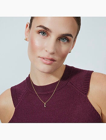 Collier Luxenter avec zircone brillante, finition or 18 carats - Alphabet