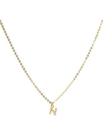 Collier Luxenter avec zircone brillante, finition or 18 carats - Alphabet