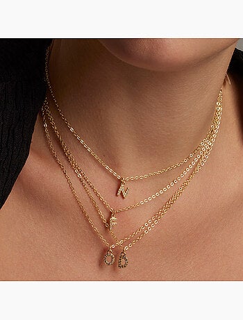 Collier Luxenter avec zircone brillante, finition or 18 carats - Alphabet