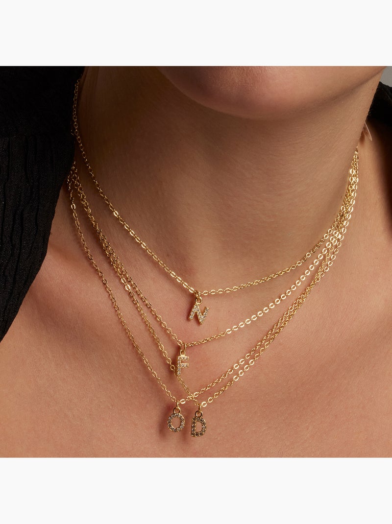 Collier Luxenter avec zircone brillante, finition or 18 carats - Alphabet Argent - Kiabi