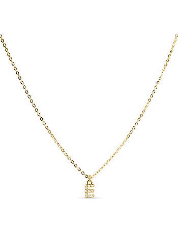 Collier Luxenter avec zircone brillante, finition or 18 carats - Alphabet