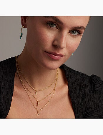 Collier Luxenter avec zircone brillante, finition or 18 carats - Alphabet