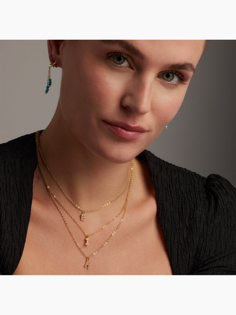 Collier Luxenter avec zircone brillante, finition or 18 carats - Alphabet Argent - Kiabi