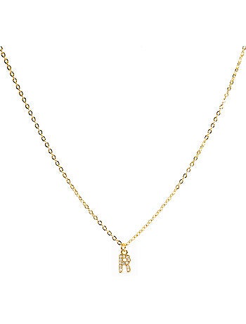 Collier Luxenter avec zircone brillante, finition or 18 carats - Alphabet