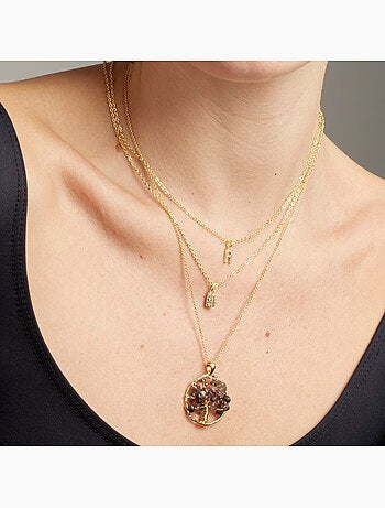 Collier Luxenter avec zircone brillante, finition or 18 carats - Alphabet