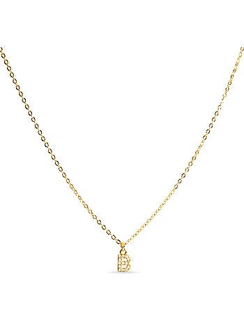 Collier Luxenter avec zircone brillante, finition or 18 carats - Alphabet