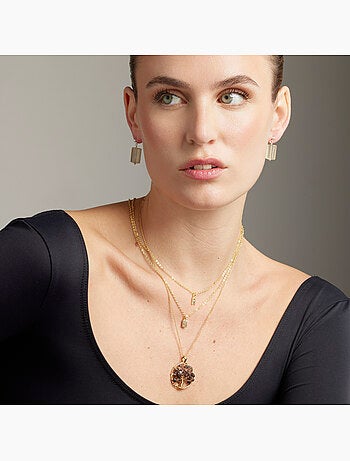 Collier Luxenter avec zircone brillante, finition or 18 carats - Alphabet