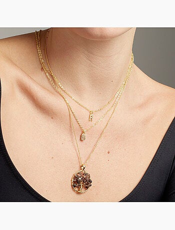 Collier Luxenter avec zircone brillante, finition or 18 carats - Alphabet