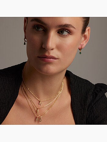 Collier Luxenter avec zircone brillante, finition or 18 carats - Alphabet