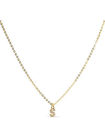 Collier Luxenter avec zircone brillante, finition or 18 carats - Alphabet