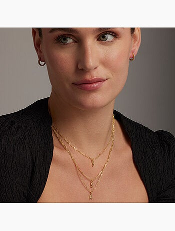 Collier Luxenter avec zircone brillante, finition or 18 carats - Alphabet