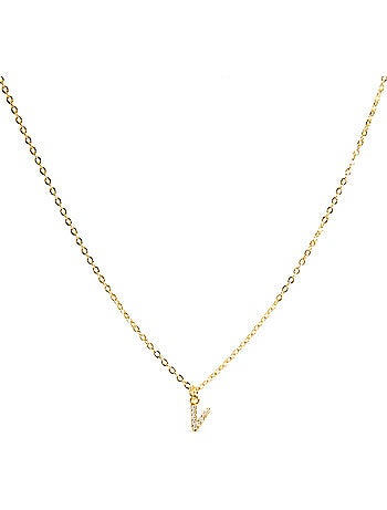 Collier Luxenter avec zircone brillante, finition or 18 carats - Alphabet