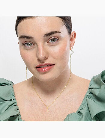 Collier Luxenter avec zircone brillante, finition or 18 carats - Alphabet