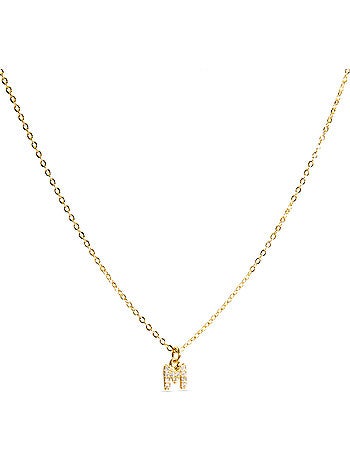 Collier Luxenter avec zircone brillante, finition or 18 carats - Alphabet