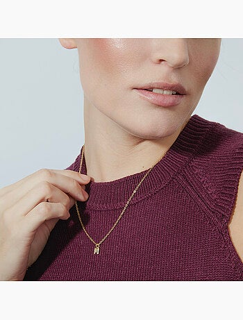 Collier Luxenter avec zircone brillante, finition or 18 carats - Alphabet