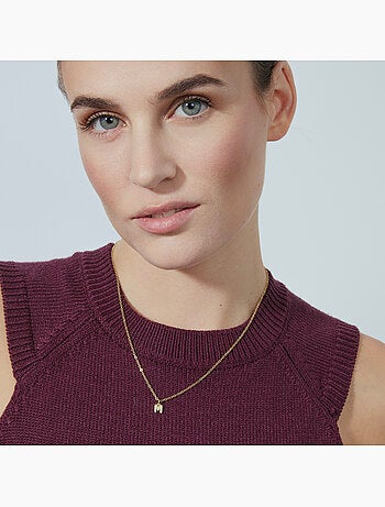 Collier Luxenter avec zircone brillante, finition or 18 carats - Alphabet