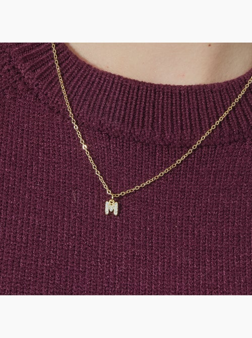 Collier Luxenter avec zircone brillante, finition or 18 carats - Alphabet - Kiabi Collier Luxenter avec zircone brillante, finition or 18 carats - Alphabet - Kiabi