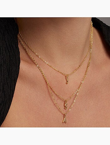 Collier Luxenter avec zircone brillante, finition or 18 carats - Alphabet