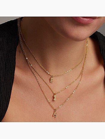 Collier Luxenter avec zircone brillante, finition or 18 carats - Alphabet