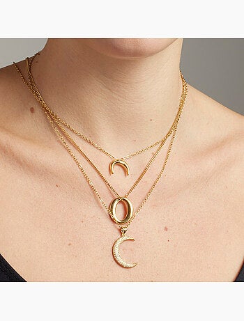 Collier Luxenter avec zircone brillante, finition or 18 carats - Deoko