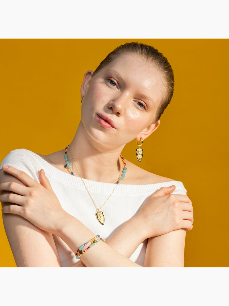 Collier Luxenter avec zircone brillante, finition or 18k - Otla Argent - Kiabi