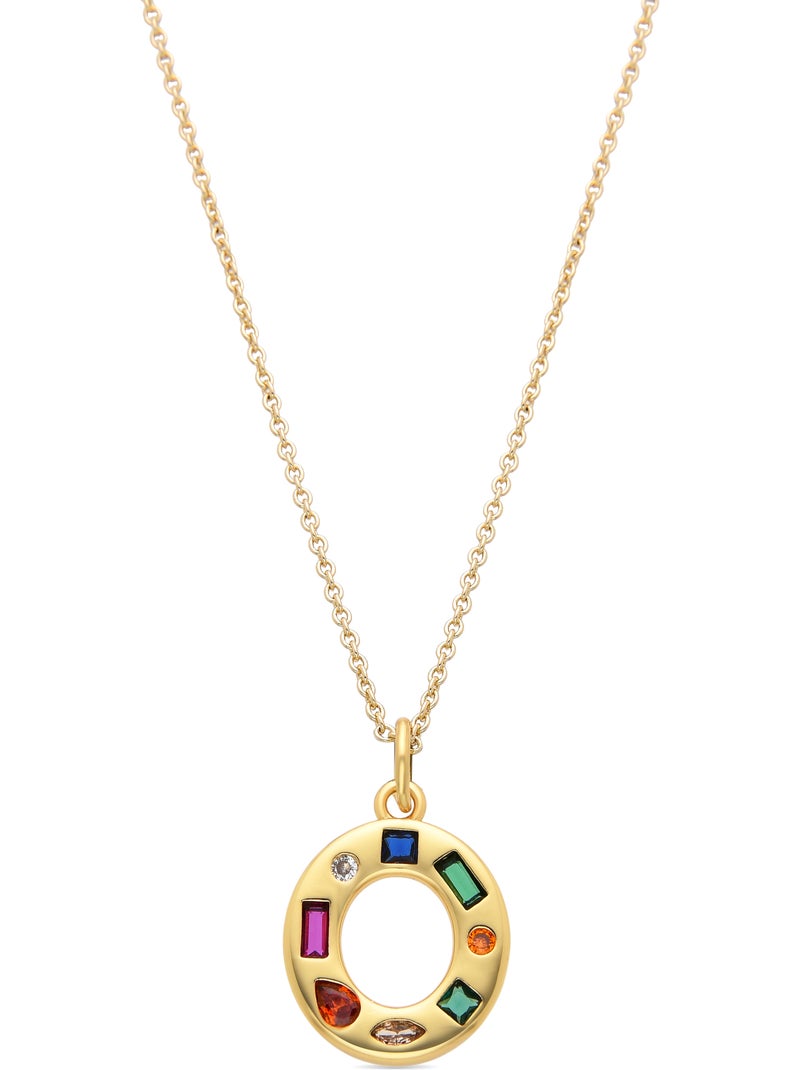 Collier Luxenter avec zircone multicolore, finition or 18 carats - Alphabet Multicolore - Kiabi