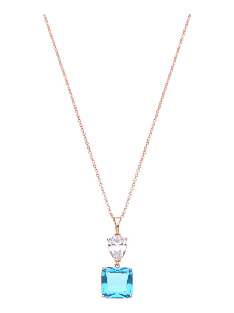 Collier Luxenter avec Zircone Topaze Bleue en or jaune 18K - Bizex Bleu - Kiabi
