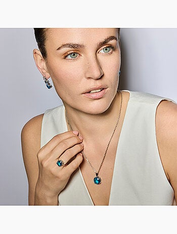 Collier Luxenter avec zircone topaze bleue finition argent - Amkru