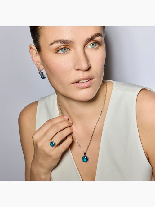 Collier Luxenter avec zircone topaze bleue finition argent - Amkru - Kiabi Collier Luxenter avec zircone topaze bleue finition argent - Amkru - Kiabi
