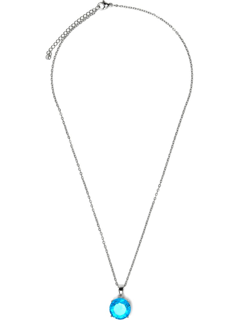 Collier Luxenter avec zircone topaze bleue finition argent - Amkru Bleu - Kiabi