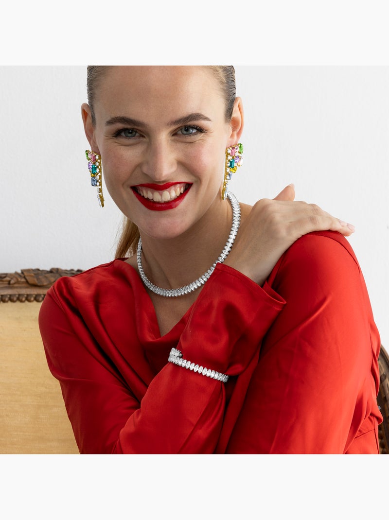 Collier Luxenter avec Zirconia brillant finition argentée - Comega Argent - Kiabi