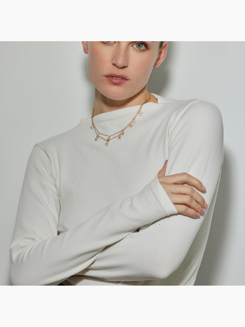 Collier Luxenter avec zirconia brillant finition or 18k - Tingi Blanc - Kiabi