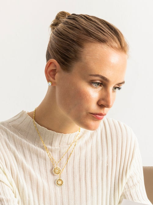 Collier Luxenter avec Zirconia brillant finition or 18k - Yakde - Kiabi