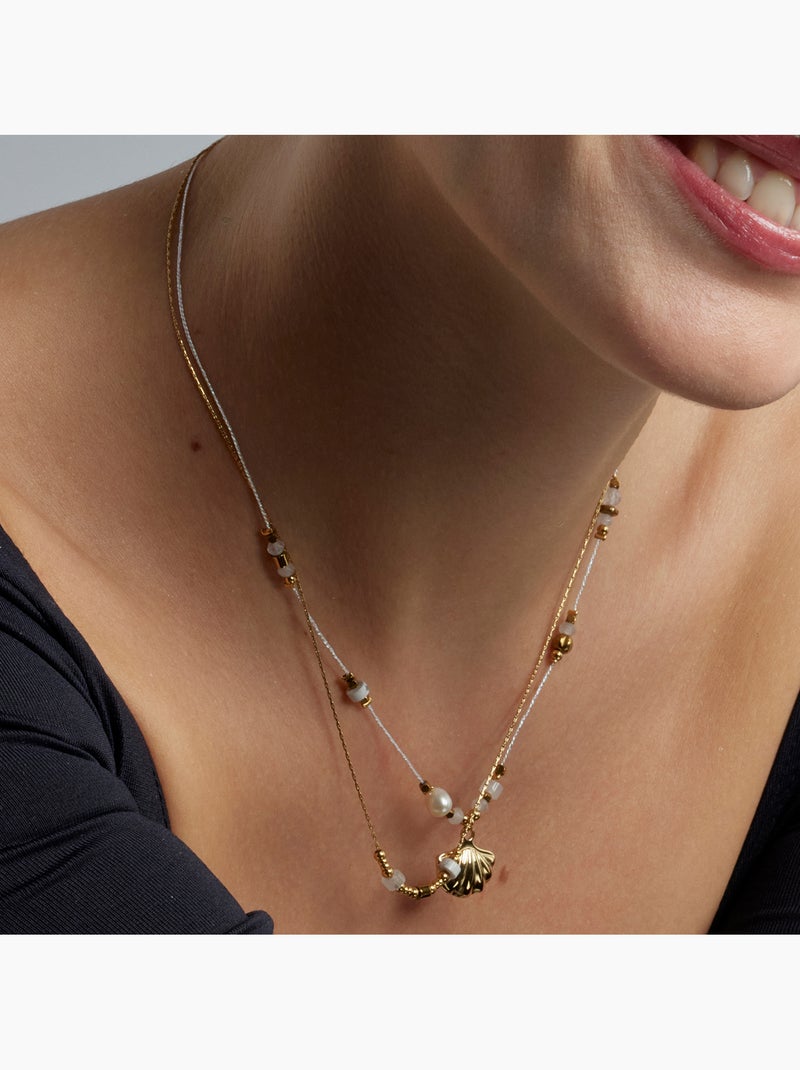 Collier Luxenter avec zirconium brillant et plaqué or 18k - Virat Argent - Kiabi