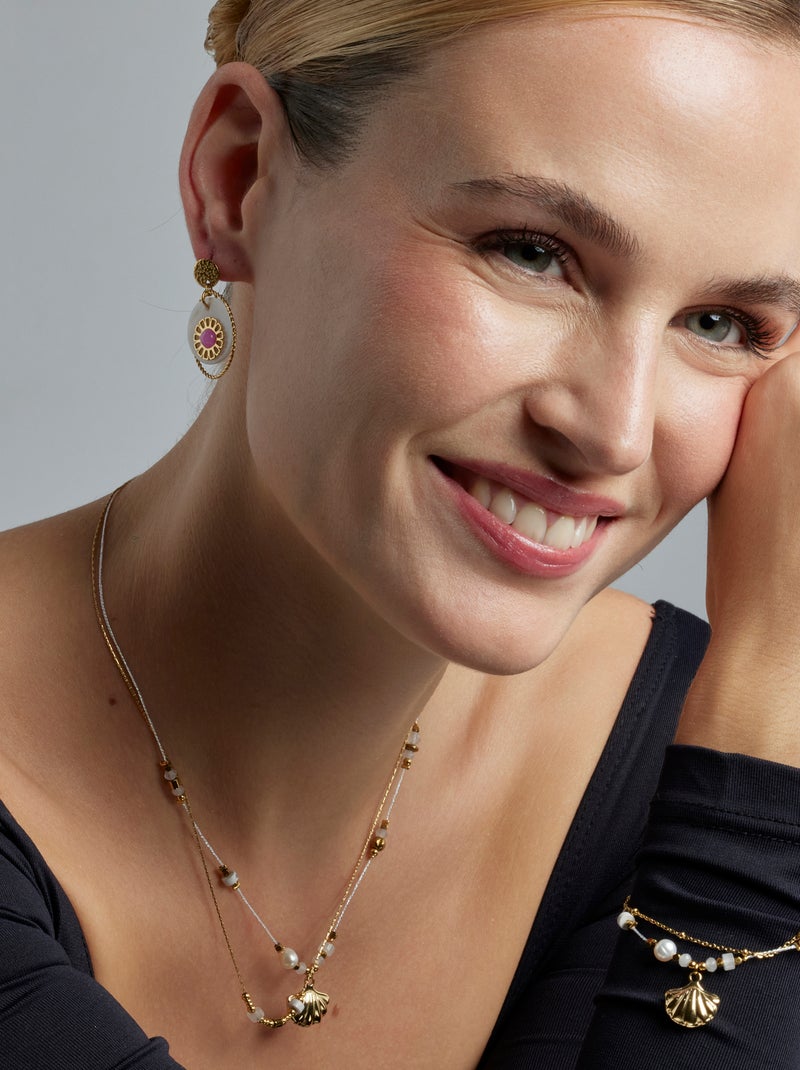 Collier Luxenter avec zirconium brillant et plaqué or 18k - Virat Blanc - Kiabi