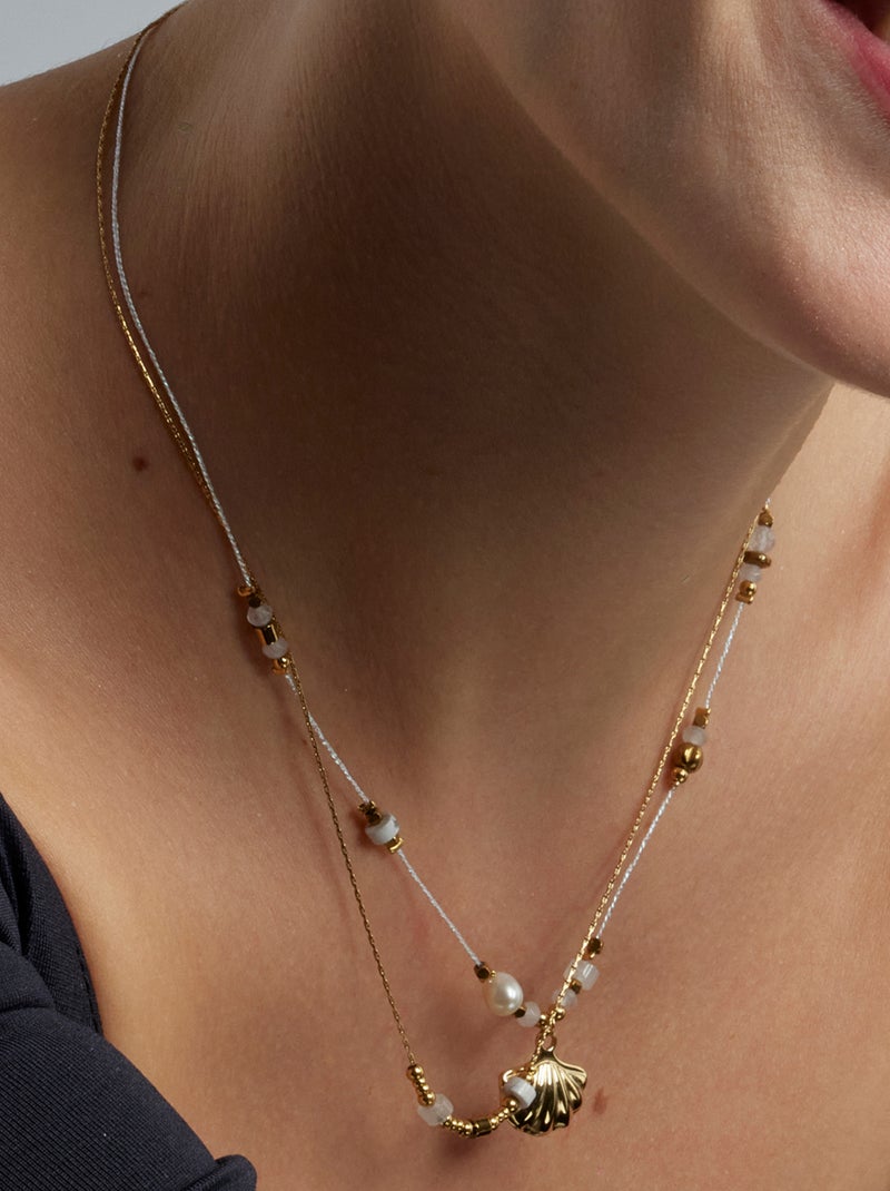 Collier Luxenter avec zirconium brillant et plaqué or 18k - Virat Blanc - Kiabi