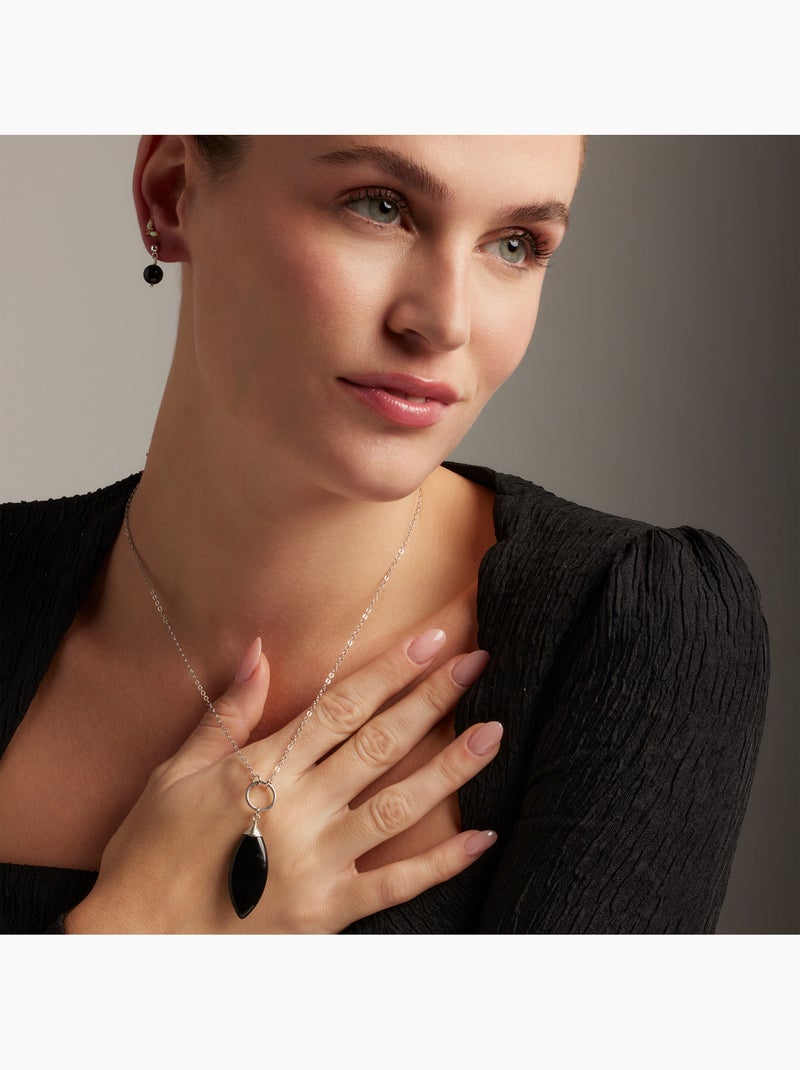 Collier Luxenter Ayom finition rhodium Noir - Kiabi