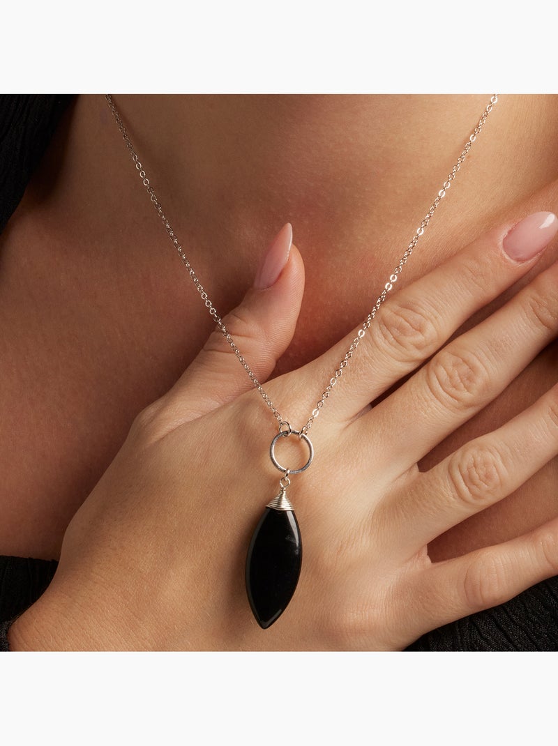 Collier Luxenter Ayom finition rhodium Noir - Kiabi