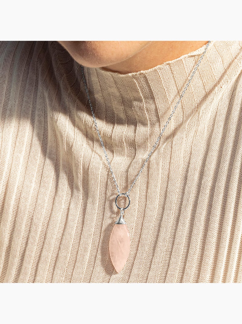 Collier Luxenter Ayom finition rhodium Rose - Kiabi