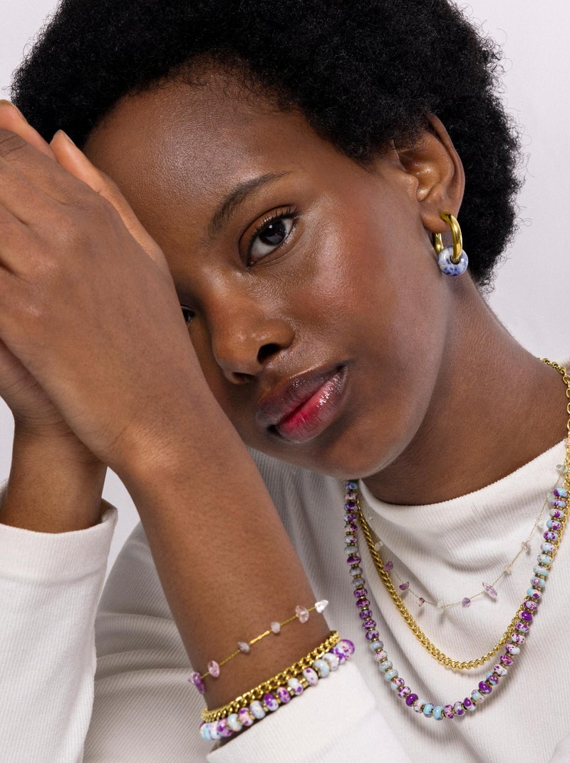 Collier Luxenter Bidain et plaqué or 18k Multicolore - Kiabi