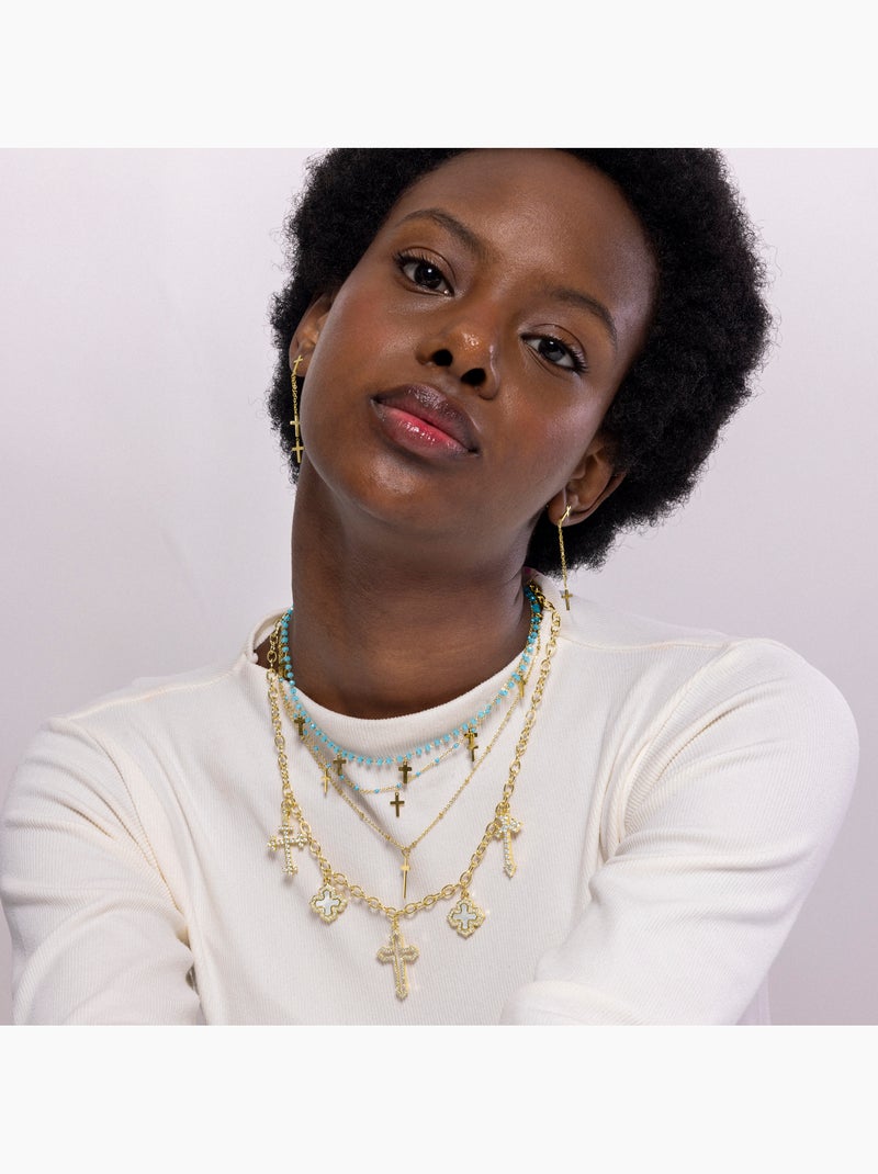 Collier Luxenter Brilliant Zirconia et plaqué or 18k - Lysay Argent - Kiabi