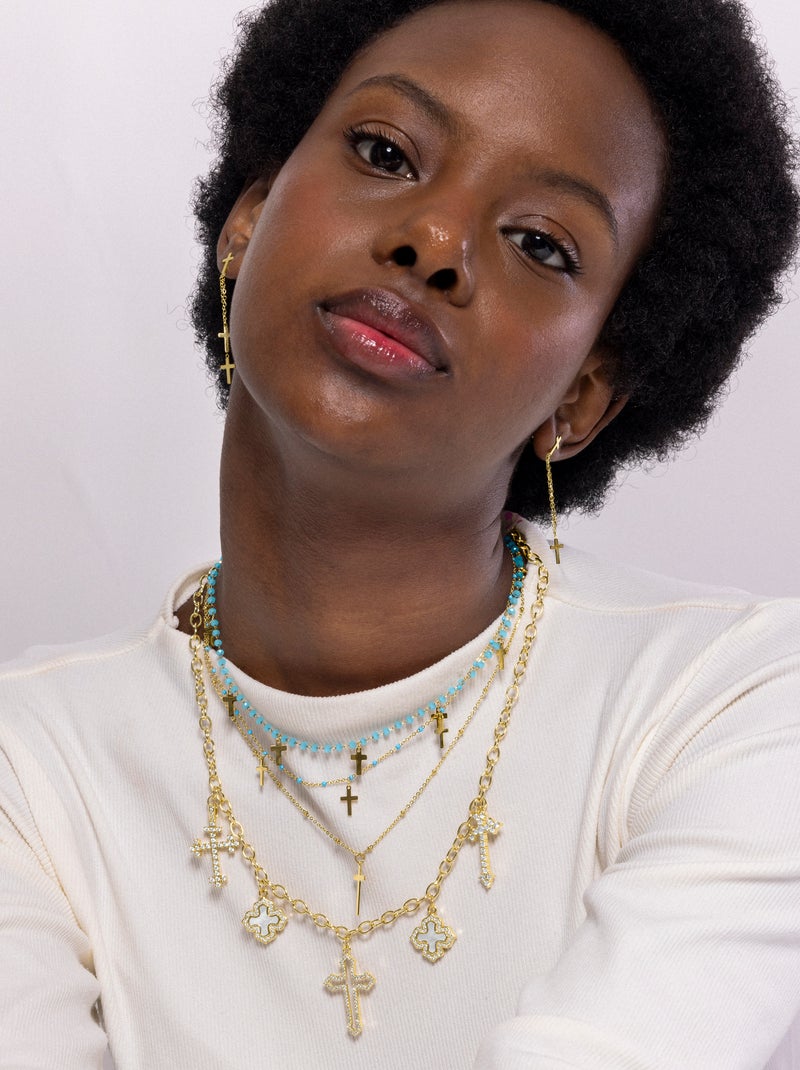 Collier Luxenter Brilliant Zirconia et plaqué or 18k - Lysay Blanc - Kiabi